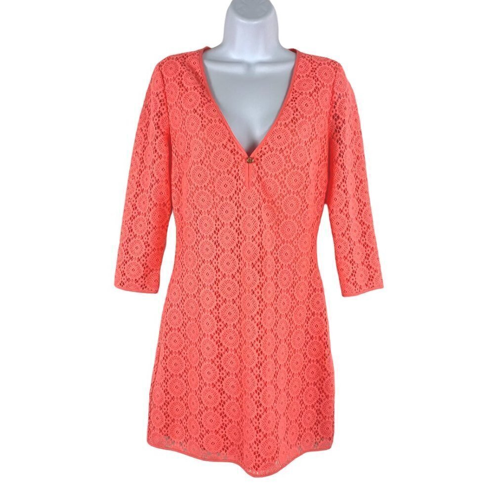 Lilly Pulitzer Lamora Dress Pucker Pink Breakers Lace Polyester Women's Small